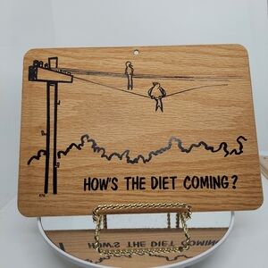 Vintage Wooden Bar Decor Hows The Diet Coming? Birds Cartoon Design Desk Office